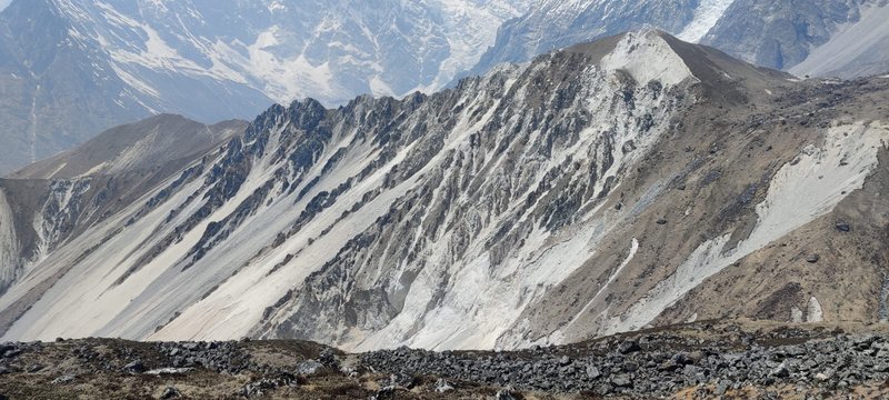 "Sunrise over Langtang Valley from Kyanjin Ri viewpoint, Nepal trekking route"