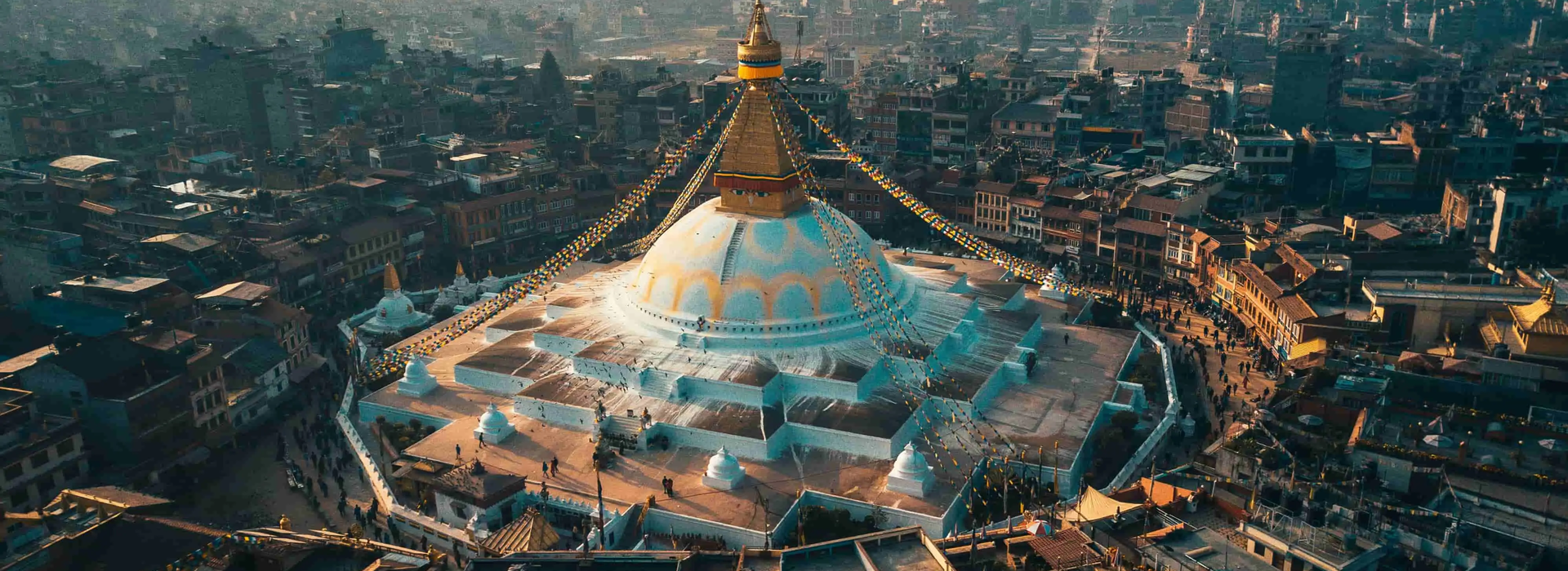 beautiful arial view of boudhanath stupa in kathmandu nepal