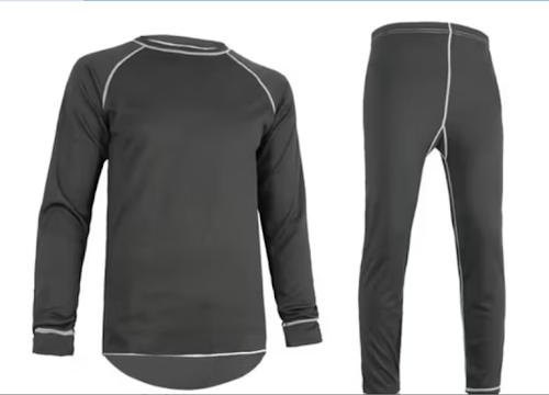 Layered clothing system displayed for effective temperature regulation.