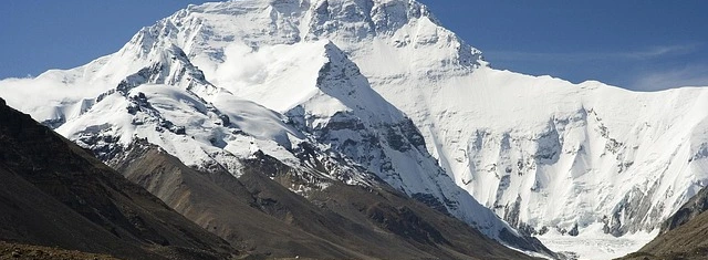 “Mount Everest north face covered in snow, seen from the Everest Base Camp trekking route in Nepal