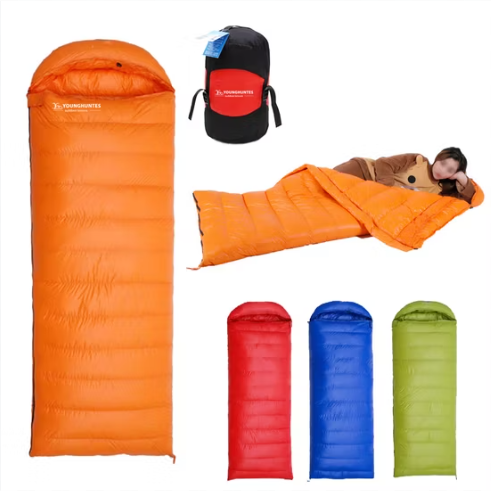 Four-season sleeping bag rated for sub-zero temperatures in Nepal treks.