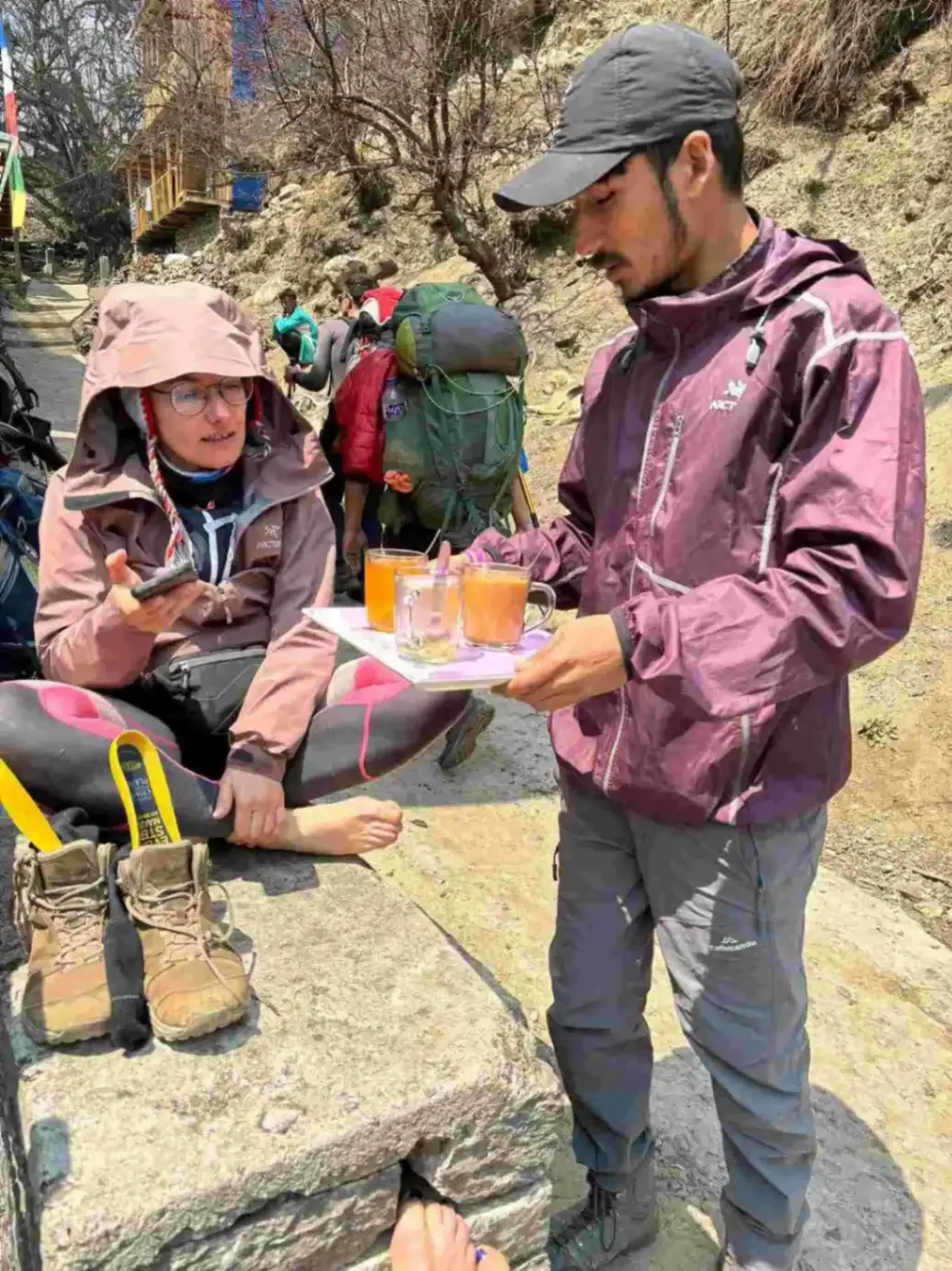 trek-guide-with-trekker-at-manaslu-base-camp
