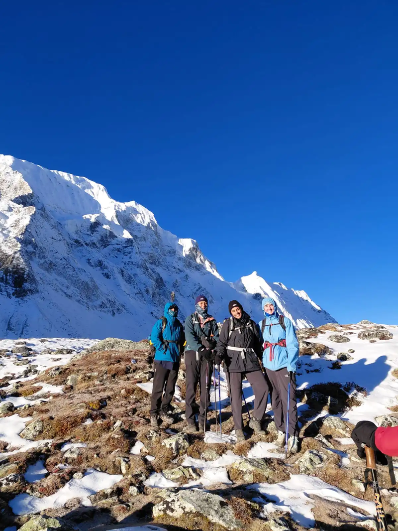 HimalayanHero trekkers walking along the remote trails of the Manaslu Tsum Valley Trek.