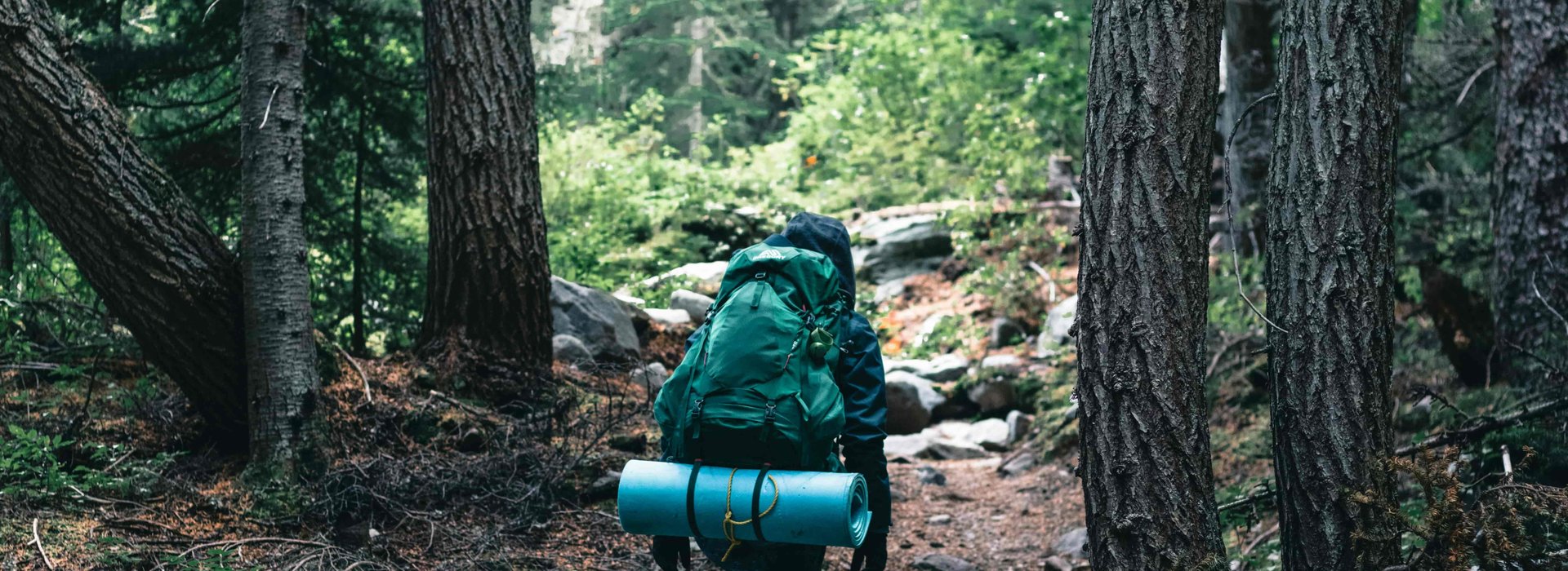 Trekker carrying backpack with trekking gear on the North Annapurna Base Camp trekking trail